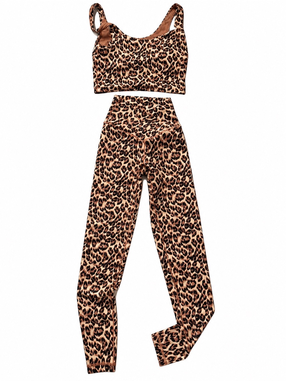 Leopard-Print High-Waist Leggings Set - Brown
